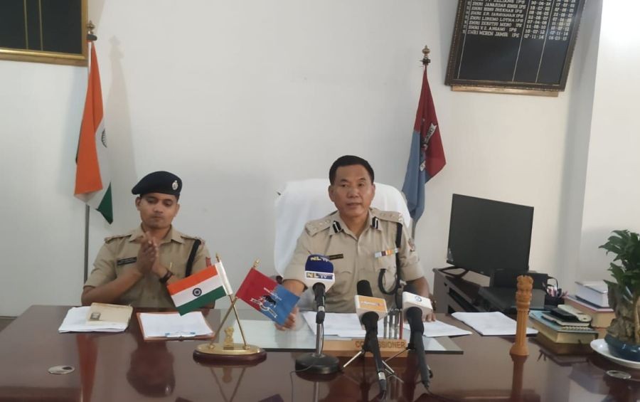 Dimapur CP Rothihu Tetseo with DCP (Crime) Bharat Laxman Markad during the press conference on September 25.